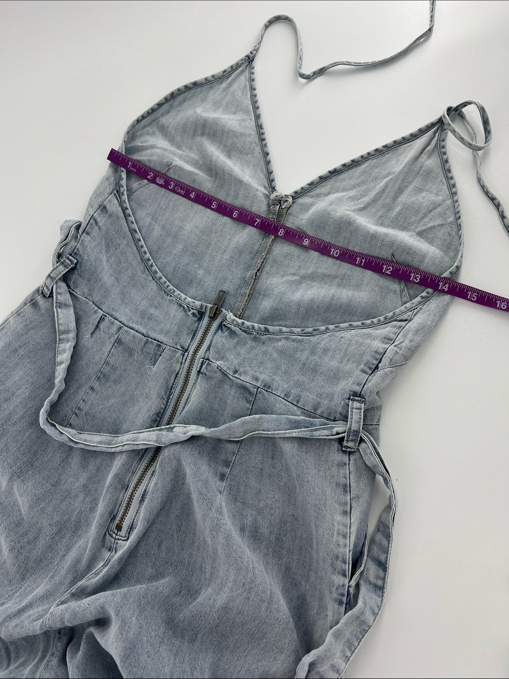 Vintage Havana Halter wide leg Jumpsuit Waist‎ Tie Retro boho casual lightweight - Picture 6 of 9